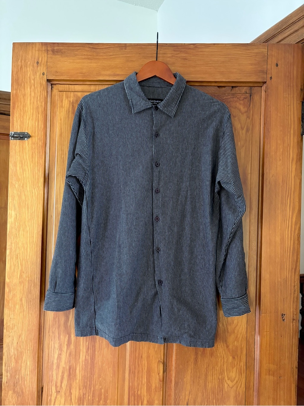 Yves Saint Laurent Black Pinstripe 100% cotton button down